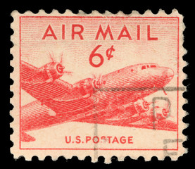 Stamp printed in United states (USA), shows military transport aircraft Douglas C-54 (DC-4) Skymaster , circa 1947