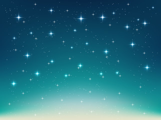Naklejka na ściany i meble Vector background with night, stars in the sky, shining light