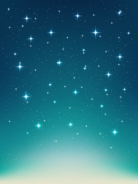 Vector background with night, stars in the sky, shining light