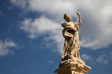 Saint George statue in front of the Cathedral of St. Teresa of Avila in Bjelovar, Croatia