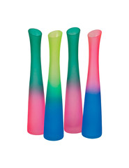 Four empty multicolored vases isolated on a white background