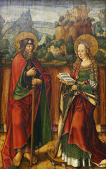 Jacob Cornelisz van Oostsanen: St. James Elder and Catherine of Alexandria, Old Masters Collection,...