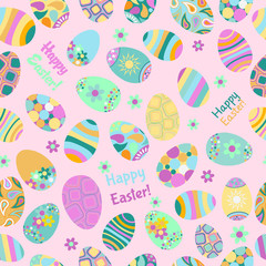 Seamless multicolored pattern of Easter eggs