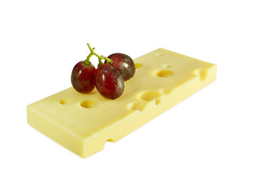 Emmentaler cheese slice isolated