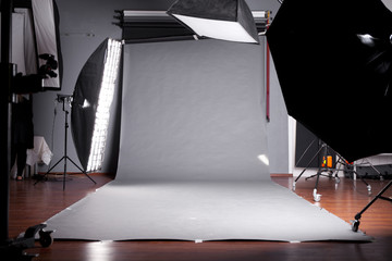 Photo studio with lighting equipment