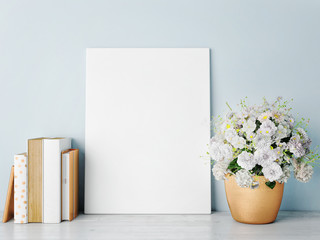 white mock up frame, rose gold-hipster background, 3d rendering