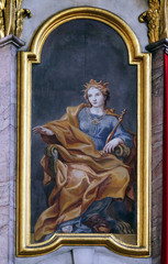 Obraz premium Saint, painting in the St Nicholas Cathedral in Ljubljana, Slovenia 