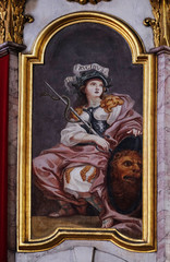 Obraz premium Saint, painting in the St Nicholas Cathedral in Ljubljana, Slovenia 