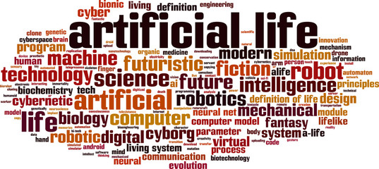 Artificial life word cloud concept. Vector illustration