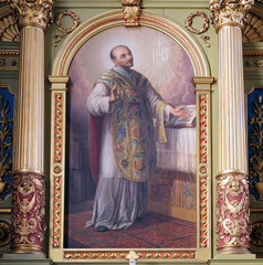 Saint Ignatius of Loyola, altarpiece in the Basilica of the Sacred Heart of Jesus in Zagreb, Croatia