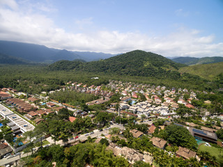 Fototapeta na wymiar Aerial View of Mountains in Sao Sebatiao, Sao Paulo, Brazil