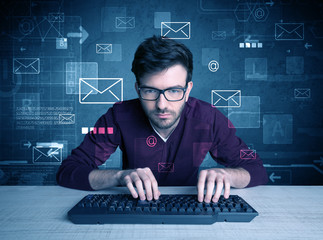 Intruder hacking email passcodes concept