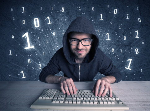 Online intruder geek guy hacking codes