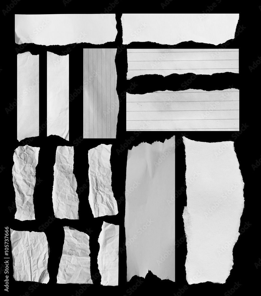 Wall mural piece of torn paper on black. copy space