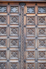 Door, west portal of the church of St. Mark in Zagreb, Croatia 
