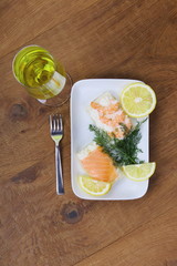 Tartine di gamberi e salmone