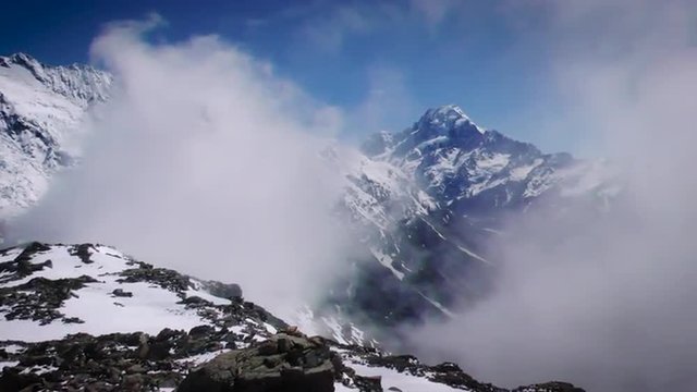 Mount Cook view from Mueller Hut. Left to right pan.