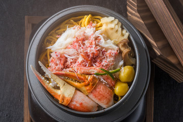 かにの釜めしcrab Pot meal Japanese foods (kamameshi)