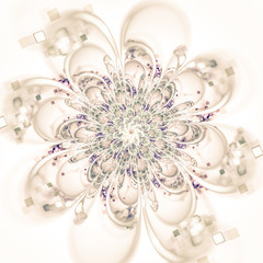 Fototapeta na wymiar Macro closeup of fractal flower, digital artwork for creative graphic design