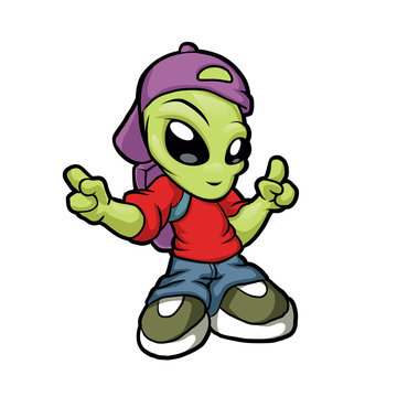 Cartoon hip hop alien 