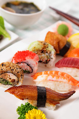 Selection of sushi plate. Vertical.