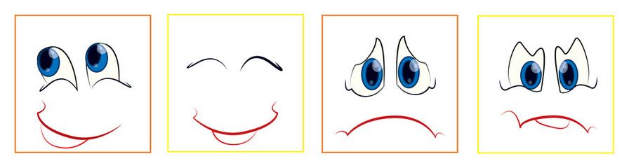 Set of faces with various emotion expressions