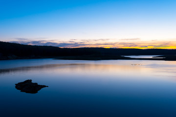 Saugatuck Reservoir in Redding Connecticut during a briliant sunrise