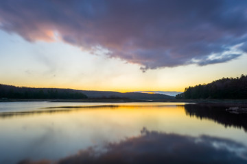 Naklejka na ściany i meble Saugatuck Reservoir in Redding Connecticut during a briliant sunrise