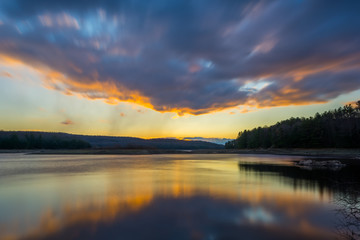 Saugatuck Reservoir in Redding Connecticut at sunrise sunset