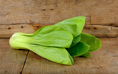 Bok choy vegetable on the wooden background