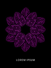 Violet Lotus abstract construction, flower concept, design graphic vector.
