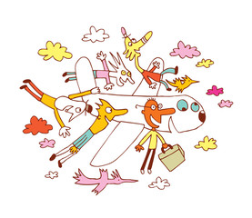 fun travel airplane cartoon illustration