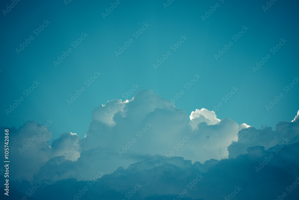 Wall mural blue sky cloud , process in vintage style