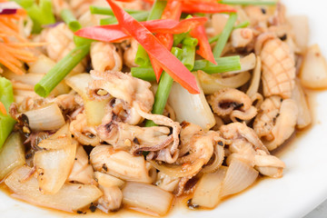squid. Chinese stir-fried squid with black pepper , garlic and s