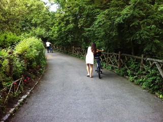 Woman with bike in Central Park