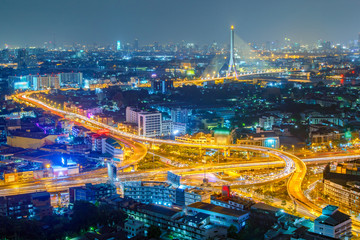 Bangkok Expressway and highway top view, Thailand