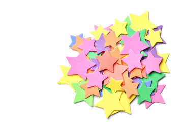 colorful rubber star on white paper background