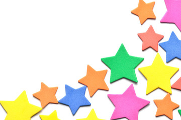colorful rubber star on white paper background