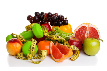 fitness equipment and healthy food 