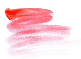 Red brush strokes paint isolated on white background