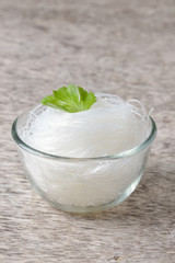 Mung bean vermicelli or cellophane noodles, a transparent thread