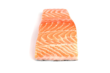 fresh salmon steak over white background
