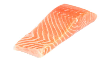 fresh salmon steak over white background