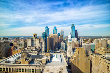 Top view of downtown skyline Philadelphia