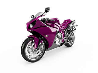 Purple motorcycle isolated on a white background.