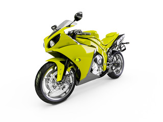 Obraz premium Green Yellow motorcycle isolated on a white background.