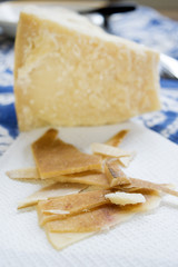 chunks and rind of parmigiano cheese