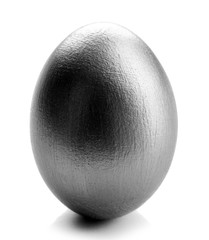 Silver Easter egg isolated on white background