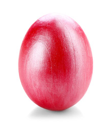 Pink Easter egg isolated on white background