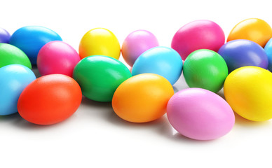 Colorful Easter eggs on white background